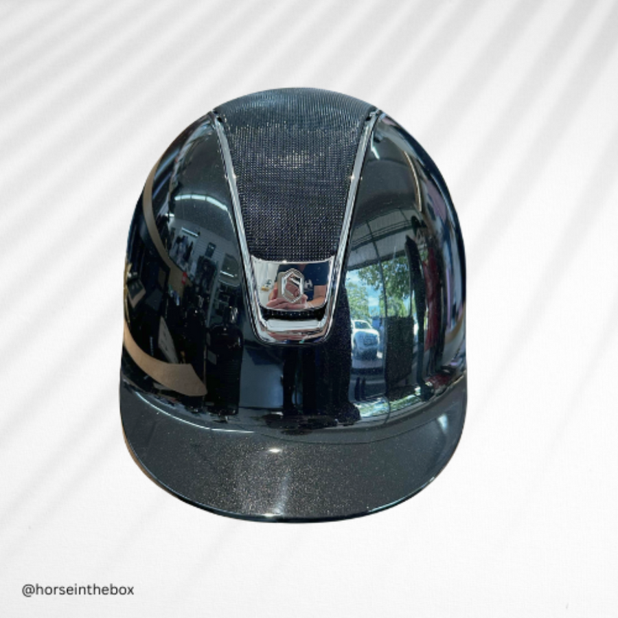 Samshield Shadow Glossy 2.0 Helmet Black with Shimmer Leather Top and Chrome Trim/ Blazon