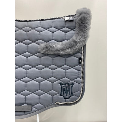 Mattes Eurofit Sheen Dressage Saddle Pad Grey with Grey Sheepskin Trim