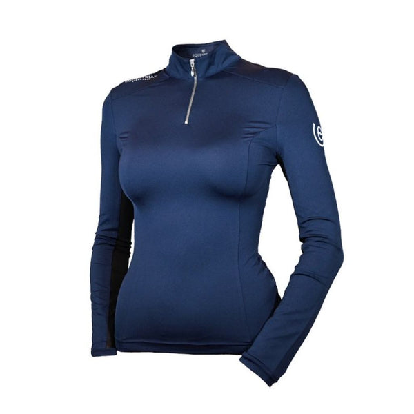 Equestrian Stockholm Air Breeze Long Sleeve Top Midnight Blue - Horse 