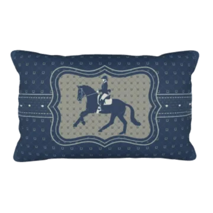 Beaux Chevaux Cushion Bleue Shield Large Horse Blue