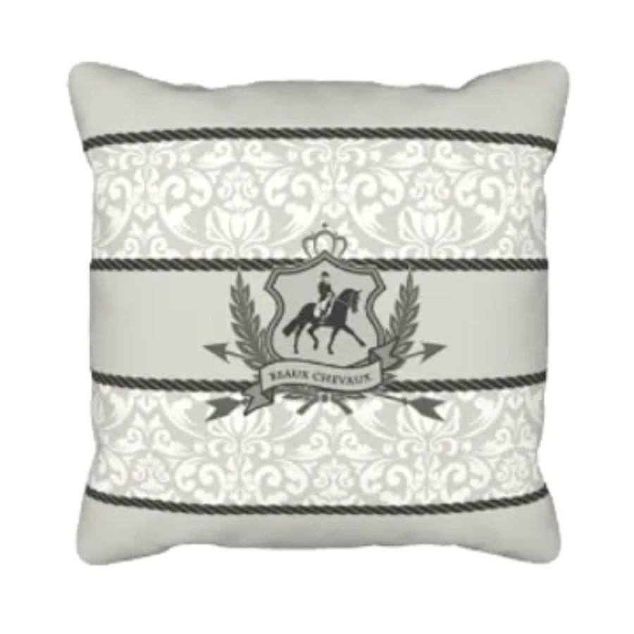 Beaux Chevaux Cushion Taupe Damask 5 Stripe BC