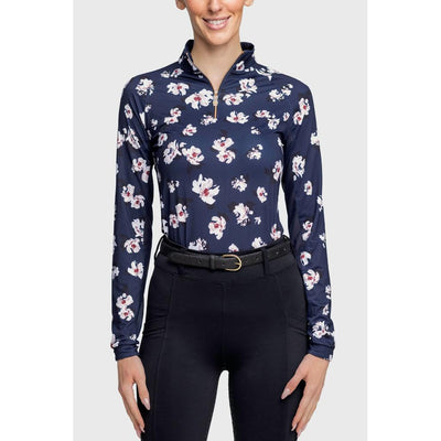 Kastel Denmark Long Sleeve Sunshirt Navy Floral with RoseGold Zip