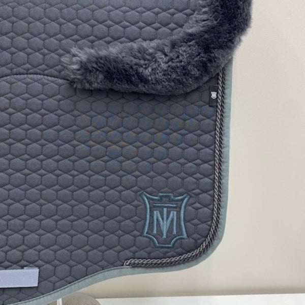 Mattes Dressage Saddle Pad Graphite Sheepskin Top and Under Seat ...